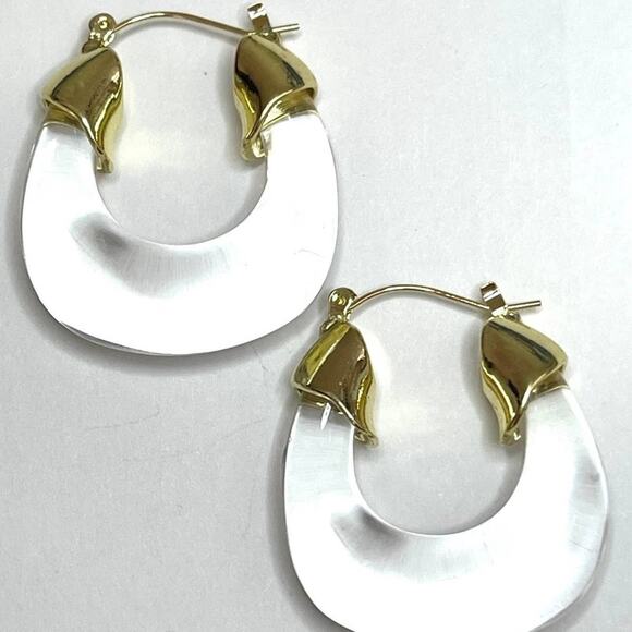 NEW Earrings Hoops Clear Acrylic Organic Lucite Hoop Pierced Lot j11 - Picture 3 of 5